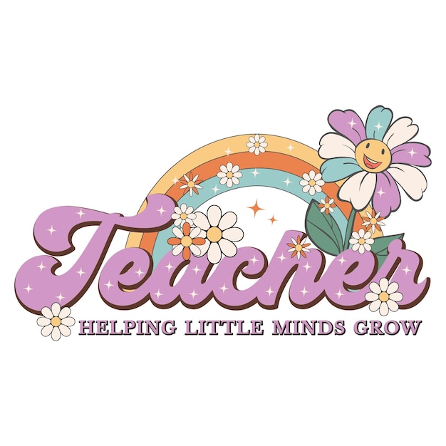 Teacher Retro Flower Sublimation Bundle