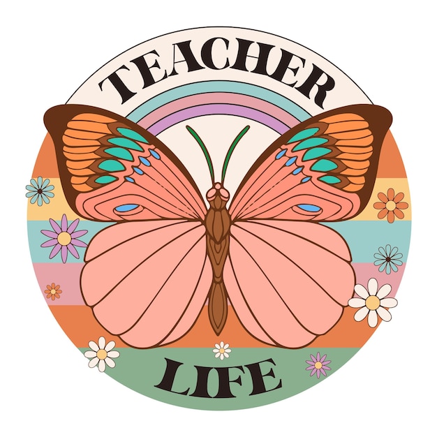 Teacher Retro Flower Sublimation Bundle