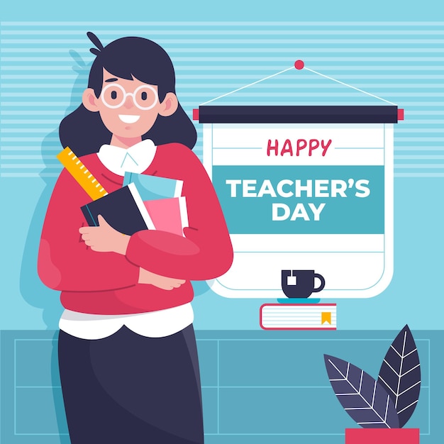 Teacher's day event illustrated with smiley woman