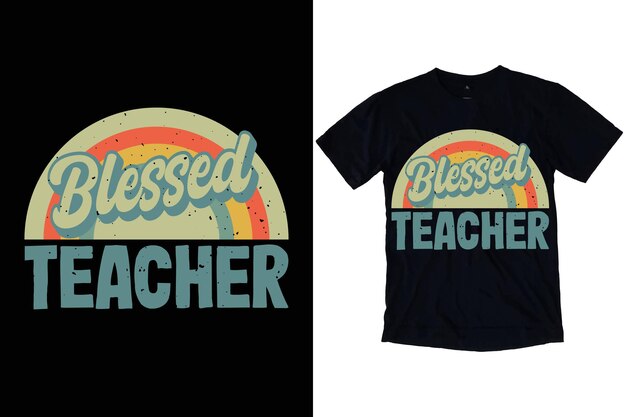 Vector teacher t shirt designs retro vintage sunset t shirt design