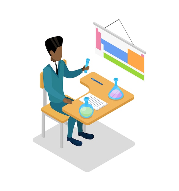 Teacher teaching chemistry isometric 3D