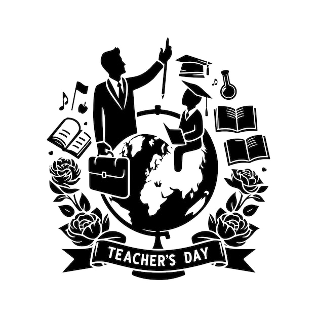 Teachers day silhouette vector illustration