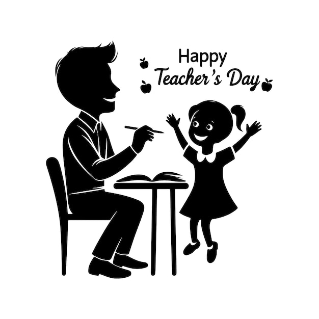 Teachers day silhouette vector illustration