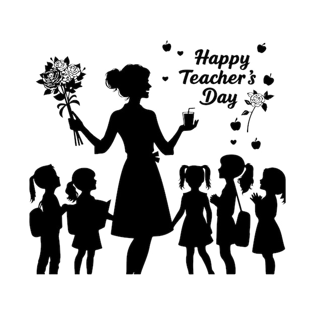 Teachers day silhouette vector illustration