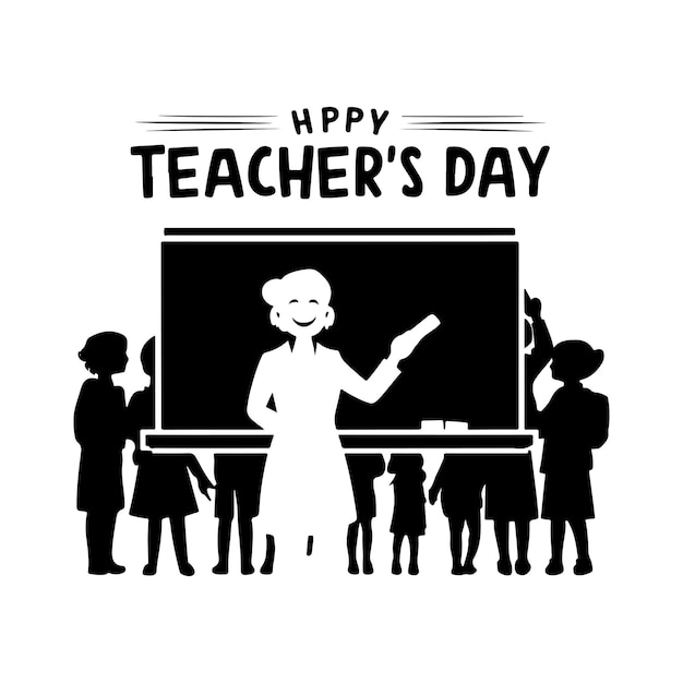 Vector teachers day vector silhouette logo design on white background