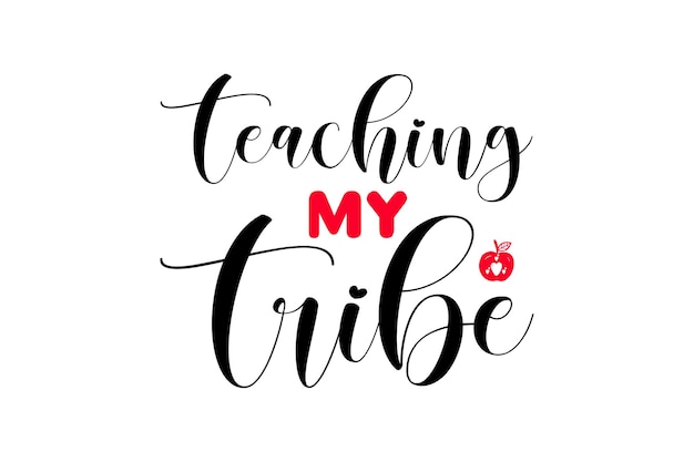 Teaching my tribe lettering with a red heart on a white background.