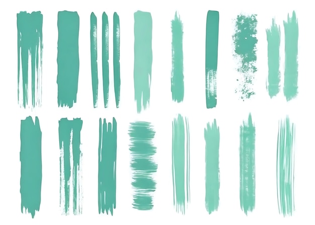 Vector teal brush strokes collection for design and art projects