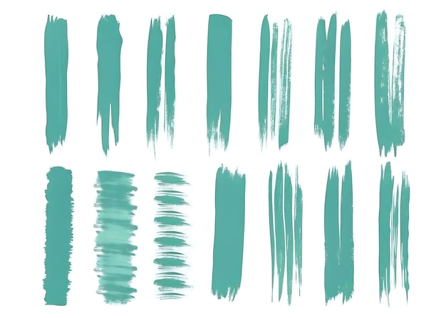 Vector teal brush strokes collection for design and art projects