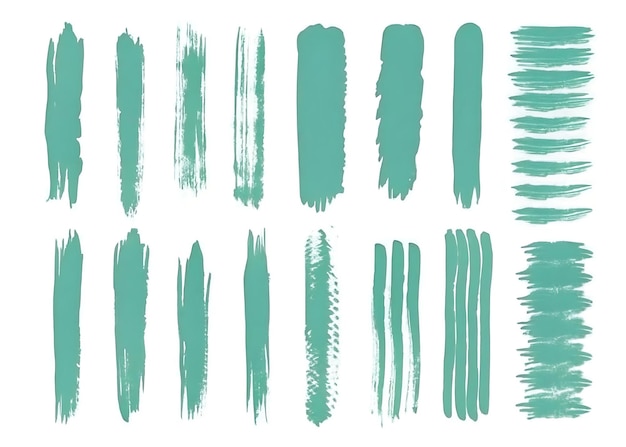 Vector teal brush strokes collection for design and art projects