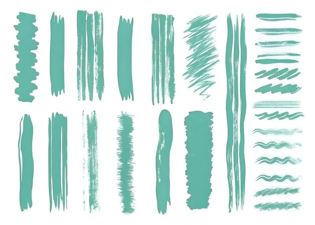 Teal Brush Strokes Collection for Design and Art Projects