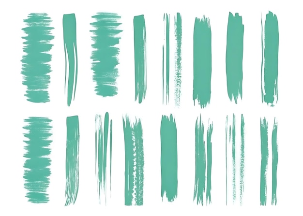 Vector teal brush strokes collection for design and art projects