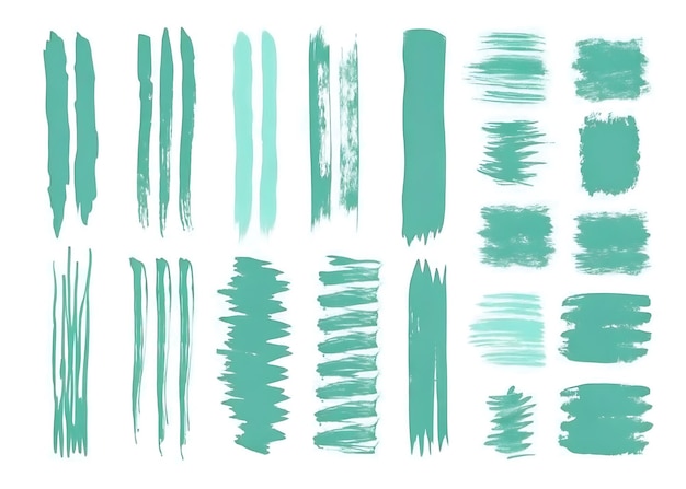 Vector teal brush strokes collection for design and art projects