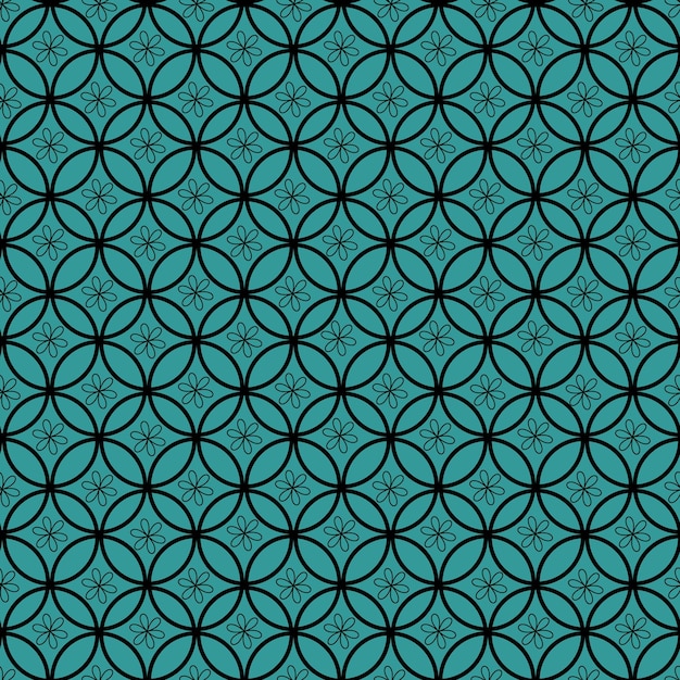 Teal And Green Flower Repeat Pattern Background Vector