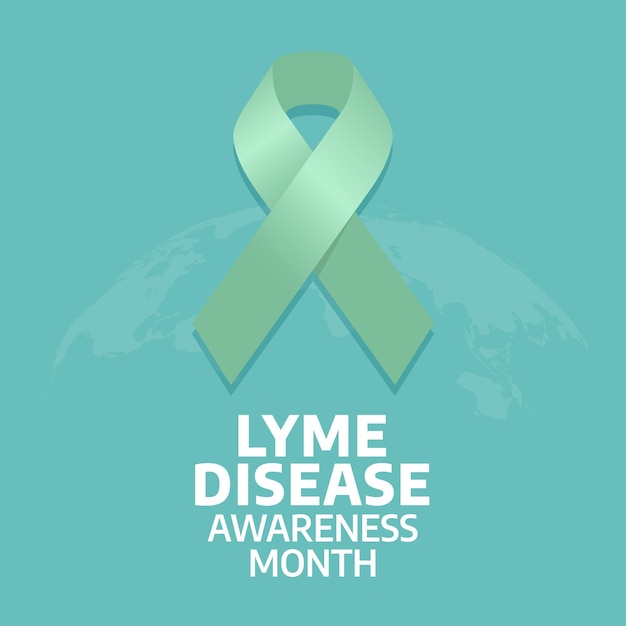 A teal ribbon that says lyme disease awareness month.