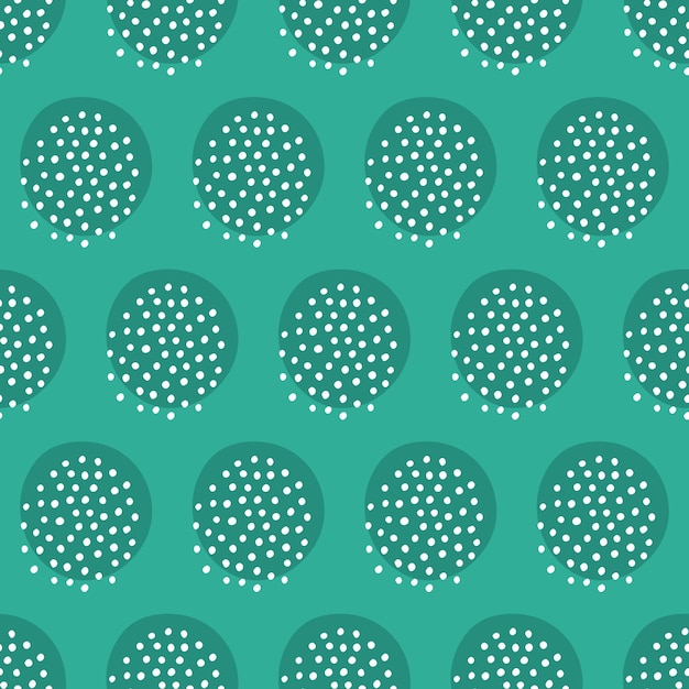 Teal seamless pattern with circles and white dots