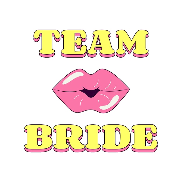 Team Bride witch Lips Bachelorette Party Temporary Sticker or Badge