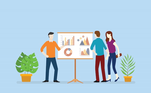 Team business analyze graph and chart data 