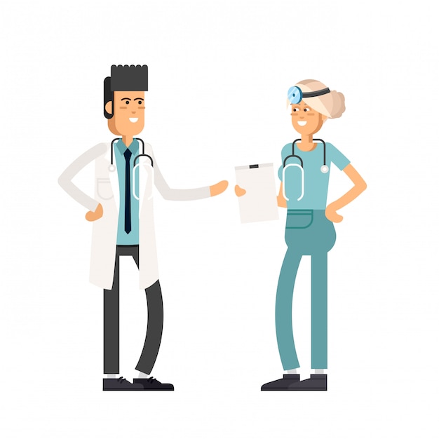 Team doctors on a white background. illustration in flat style