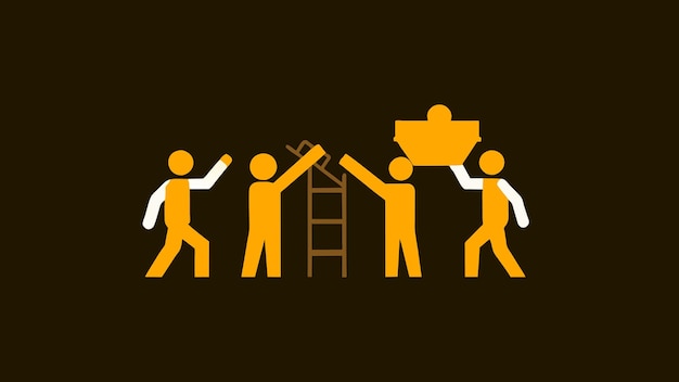 Team Work Buildup Vector Art