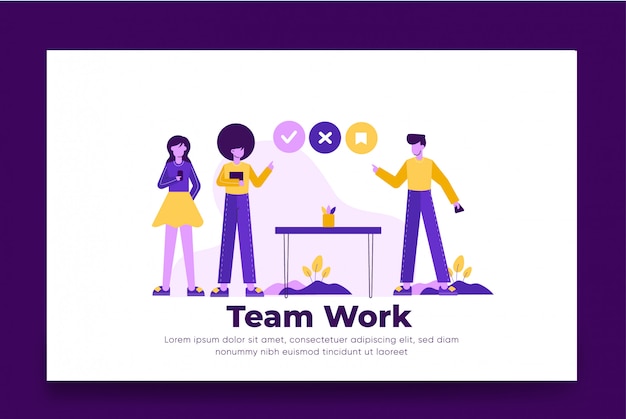 Team work landing page template