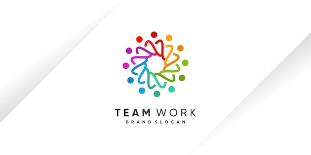 Team work logo design vector with unique style for charity humanity community or group