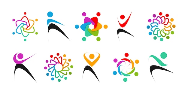 Team work logo design vector with unique style for charity humanity community or group