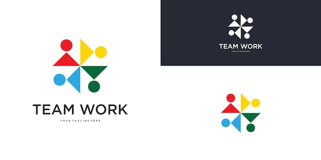 Team work logo design with modern style Premium Vector