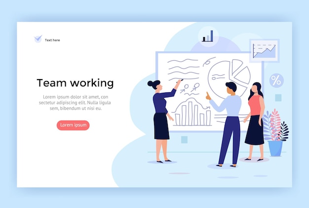 Team working concept illustration perfect for web design banner vector flat design