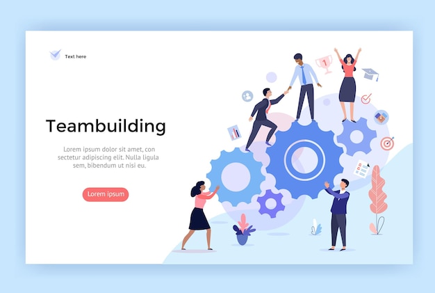 Vector teambuilding concept illustration perfect for web design banner landing page vector flat design