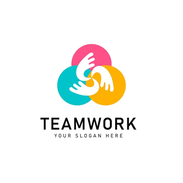 Teamwork and community logo design Adoption and social network logo design template