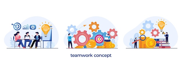 Teamwork concept collaboration partners start up businessman flat illustration vector