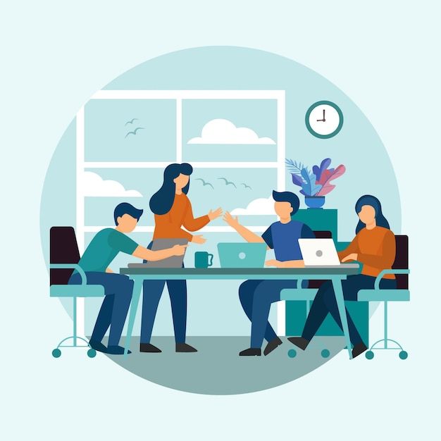 Teamwork Concept Flat Design Illustration