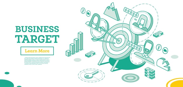 Teamwork Concept Target with Arrow Standing on a Tripod Outline Isometric Concept