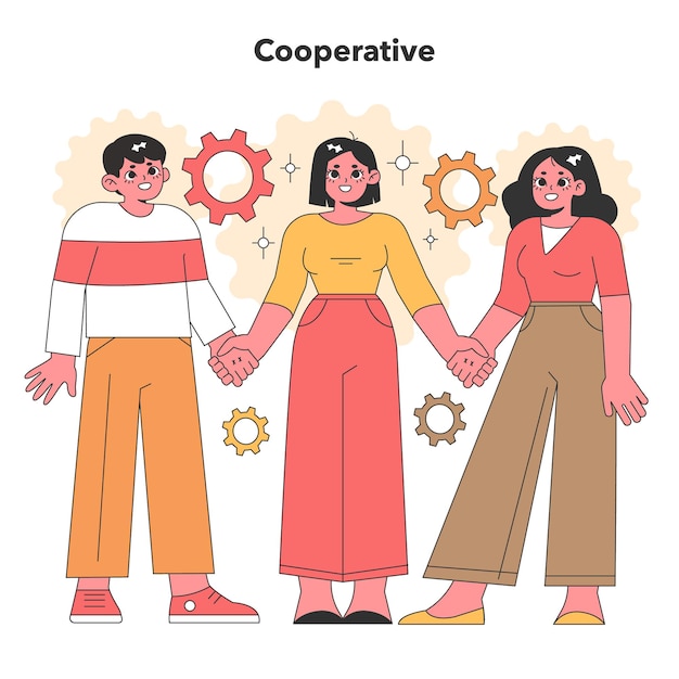 Teamwork concept three people join hands in unity symbolizing collaboration and mutual support