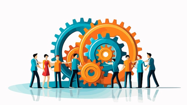 Vector teamwork design over gears background vector illustration