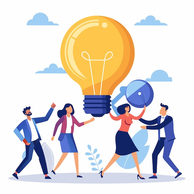 Teamwork Holding the Lightbulb of Innovation