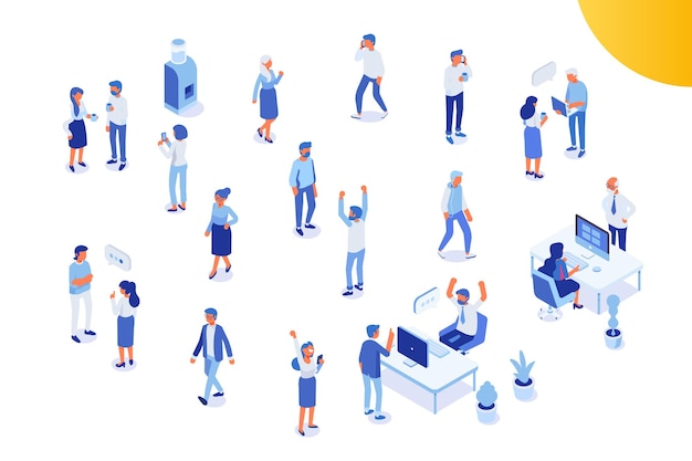 Teamwork Isometric Business people flat vector characters