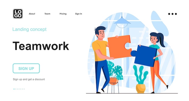 Teamwork landing page template