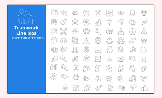 Teamwork Line icons vector set