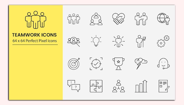 Teamwork Line icons vector set