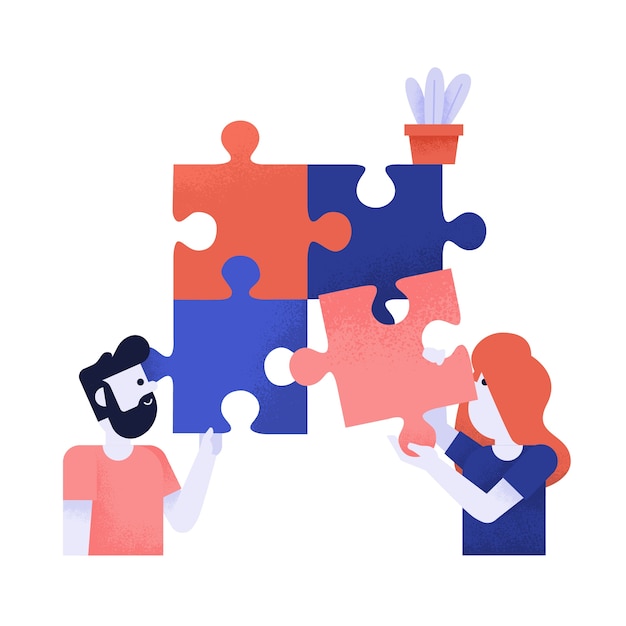 Teamwork Puzzle Vector Illustration