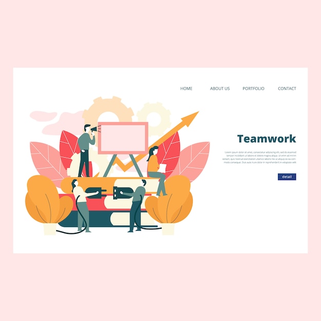 Teamwork Web Page Vector Template