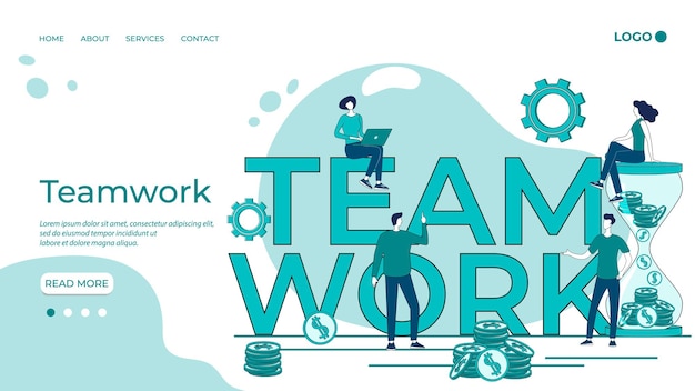 TeamworkPeople on the background of a large inscription team workThe concept of business development