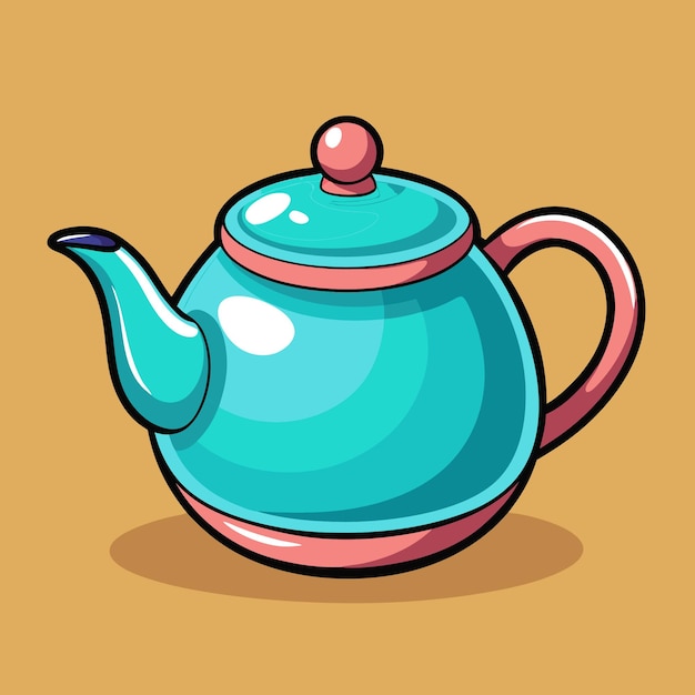 Teapot clipart cartoon style vector illustration