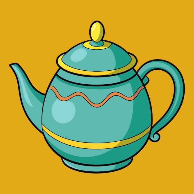 Teapot clipart cartoon style vector illustration