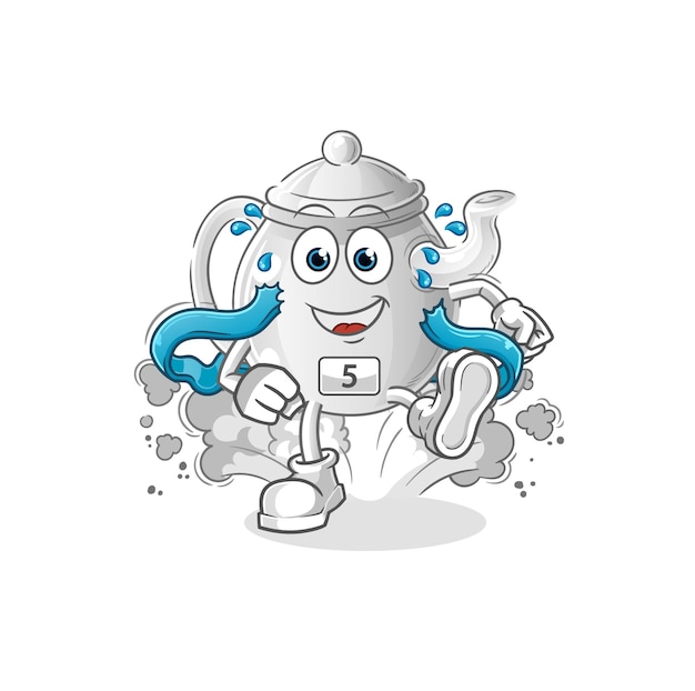 Teapot runner character cartoon mascot vector