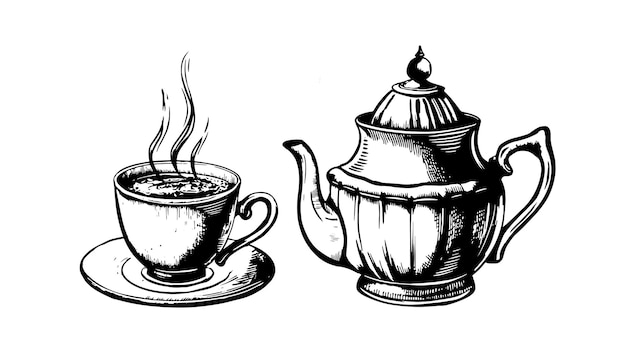 A teapot and a teapot with the word tea on it.