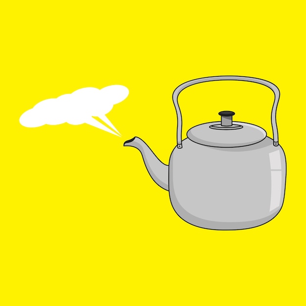 Teapot on yellow background