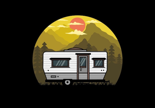 Teardrop van camper illustration badge design