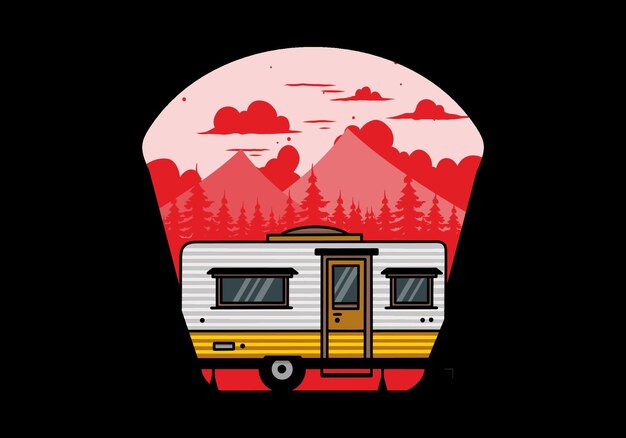 Teardrop van camper illustration badge design